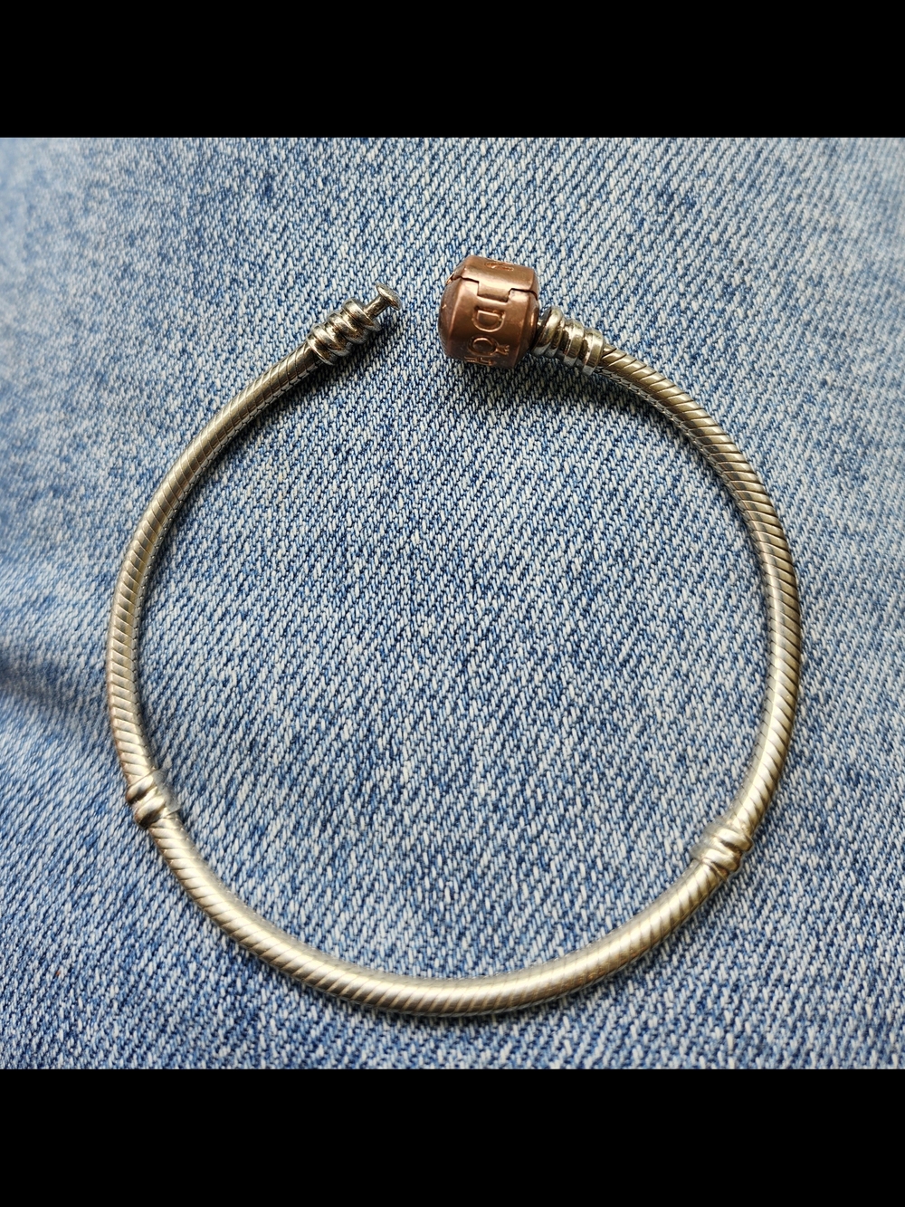 Pandora Two-Tone Silver Bracelet with Rose Gold Clasp